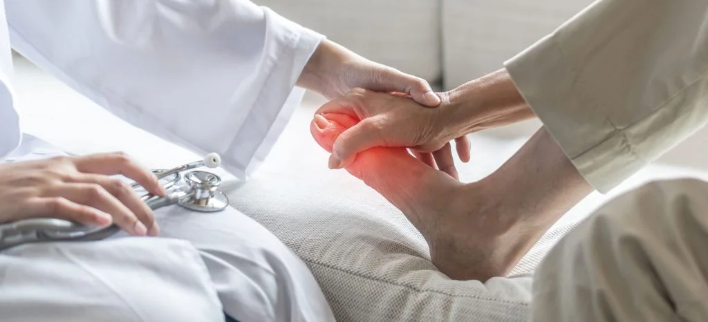 Specialist examining a diabetic foot at Anadolu Medical Center